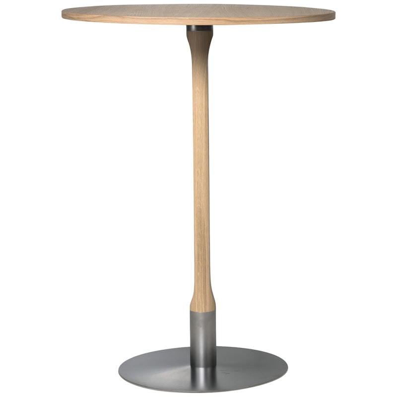 Rod Bar Table White Pigmented Oak, Ø70 cm