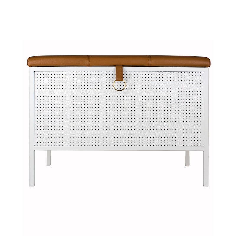 Frank Storage Bench, White/Brown