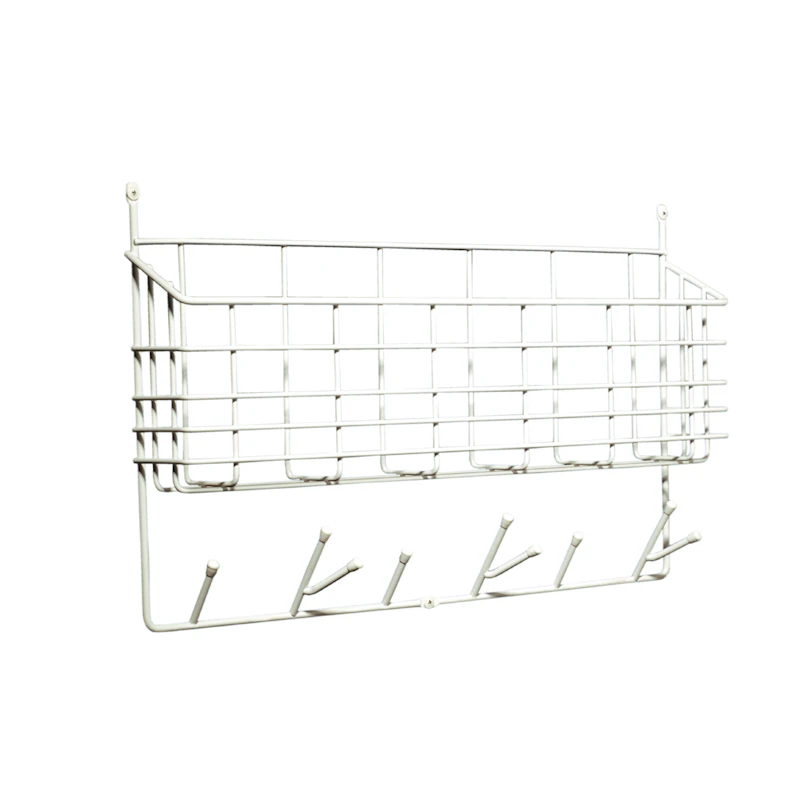 Mitten Shelf Storage/Hooks, White