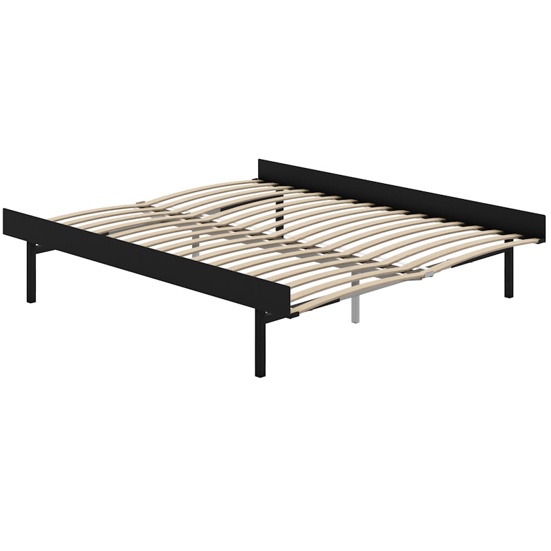 Extendable Bed With Slats 90-180 cm, Black