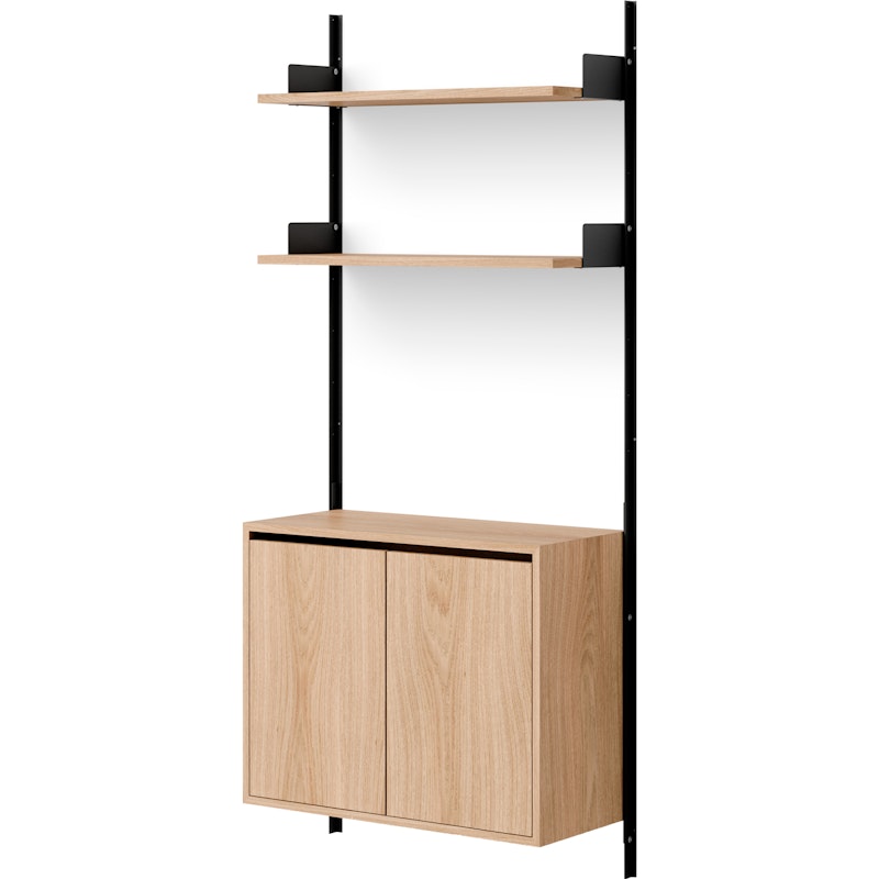 Wall Shelf 1900 Tall Cabinet With Doors, Oak / Black