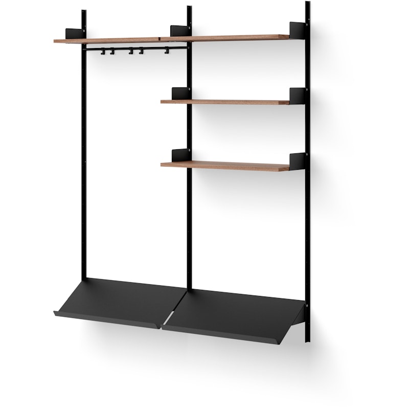 Wardrobe 3 Shelf, Black / Walnut