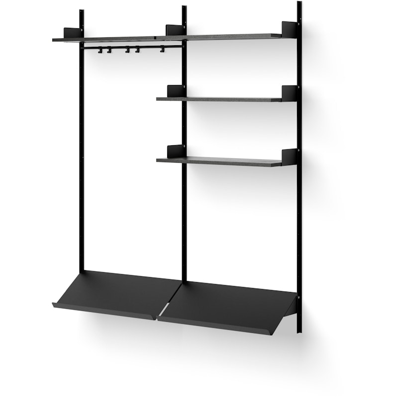 Wardrobe 3 Shelf, Black / Black Ash