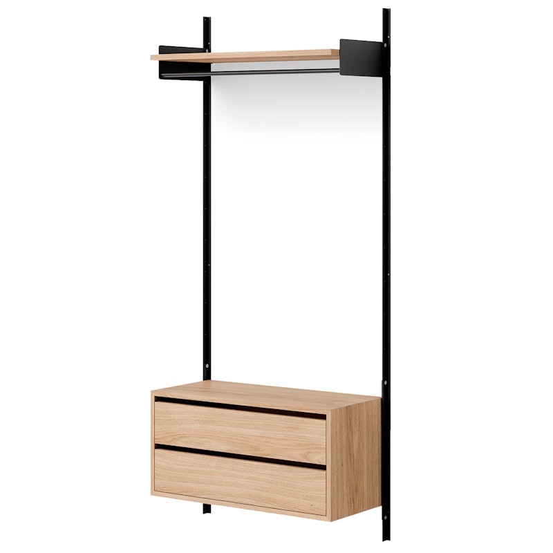 New Works Wardrobe Shelf 1 Cabinet With Drawers, Oak / Black