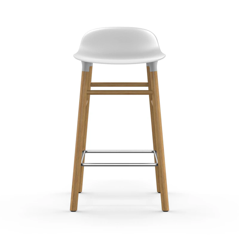 Form Bar Stool Oak Base, 65cm, White
