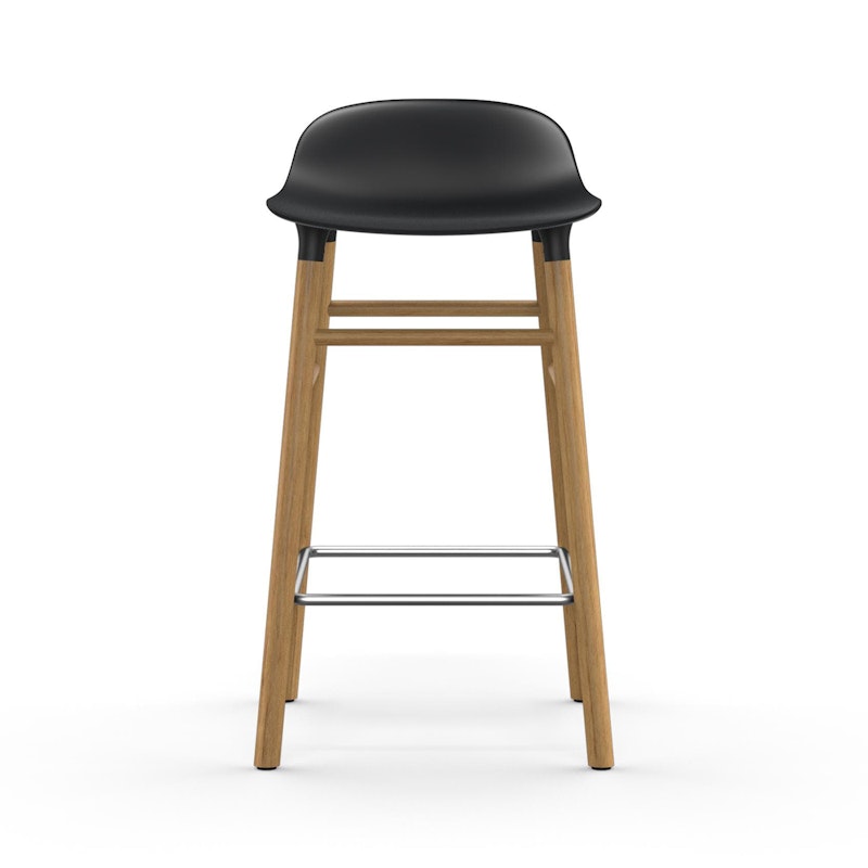 Form Bar Stool Oak Base, 65cm, Black