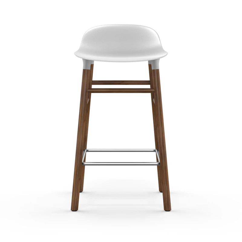 Form Bar Stool Walnut Base 65 cm, White