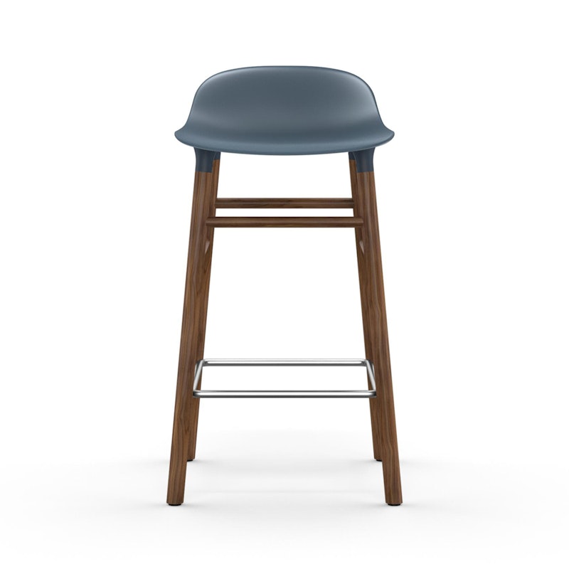 Form Bar Stool Walnut Base, 65cm, Blue