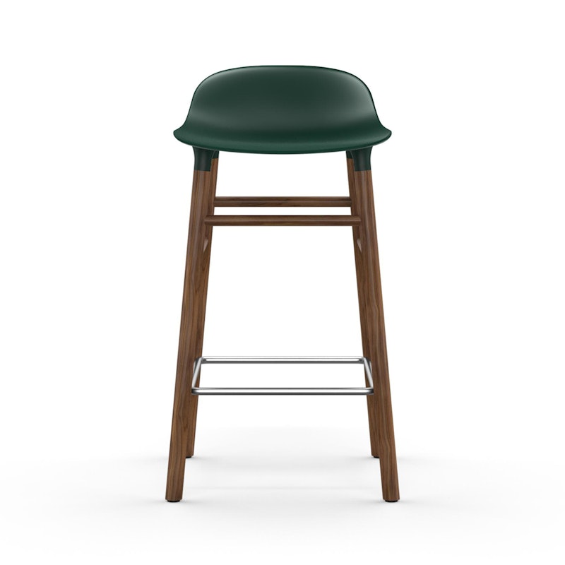 Form Bar Stool Walnut Base, 65cm, Green