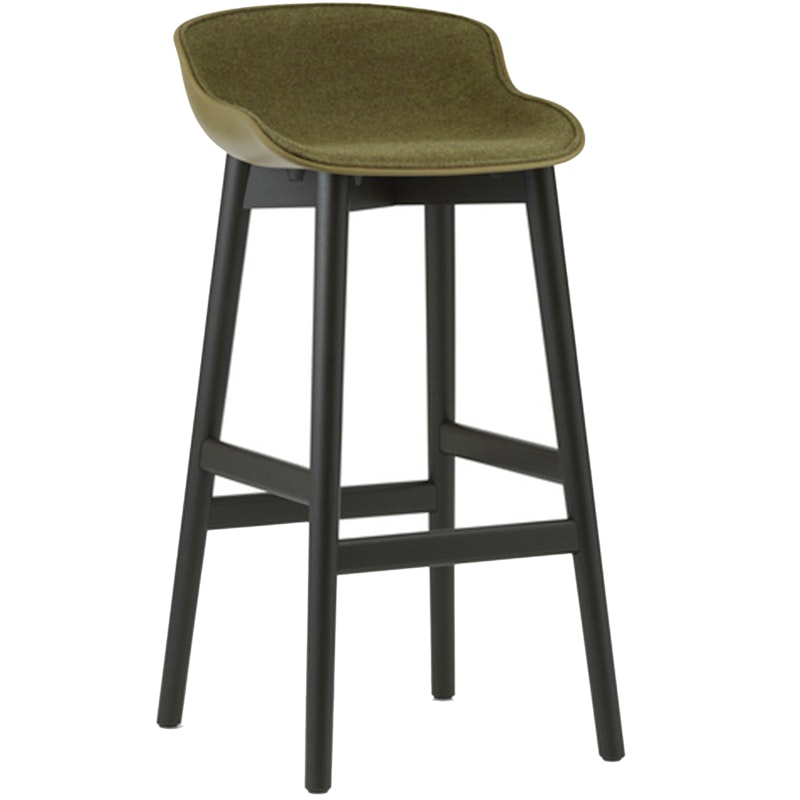 Hyg Bar Stool 75 cm, Upholstered Front, Olive / Black Oak