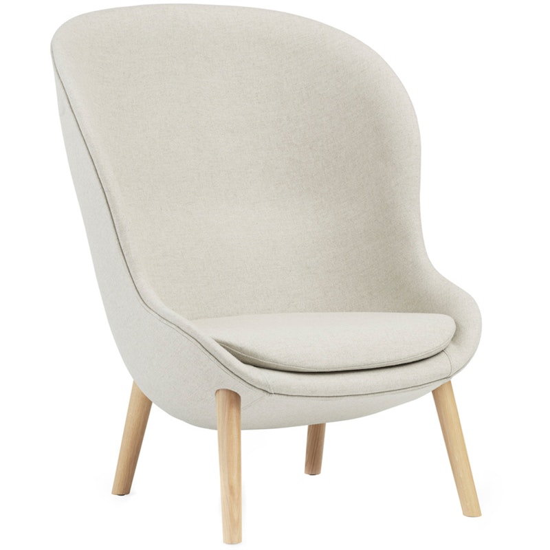 Hyg Armchair High, Off-white / Oak