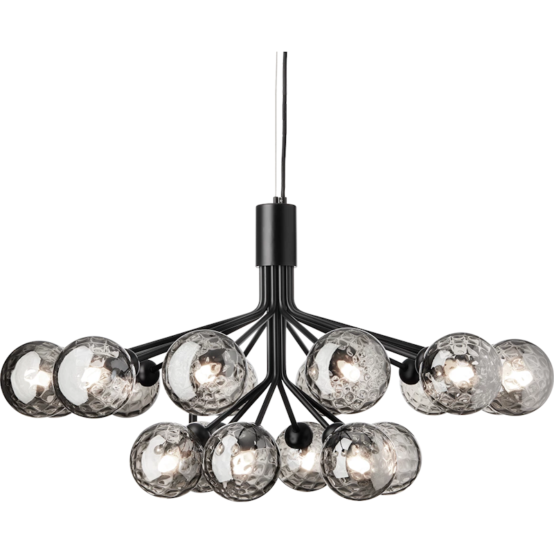 Apiales 18 Chandelier, Satin Black / Smoked