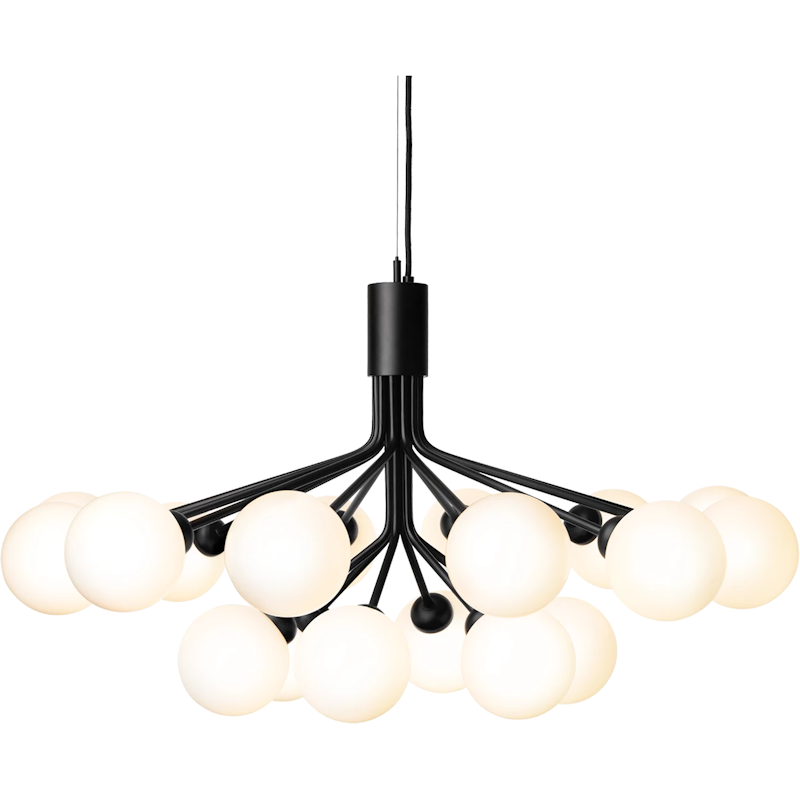 Apiales 18 Chandelier, Satin Black / Opal