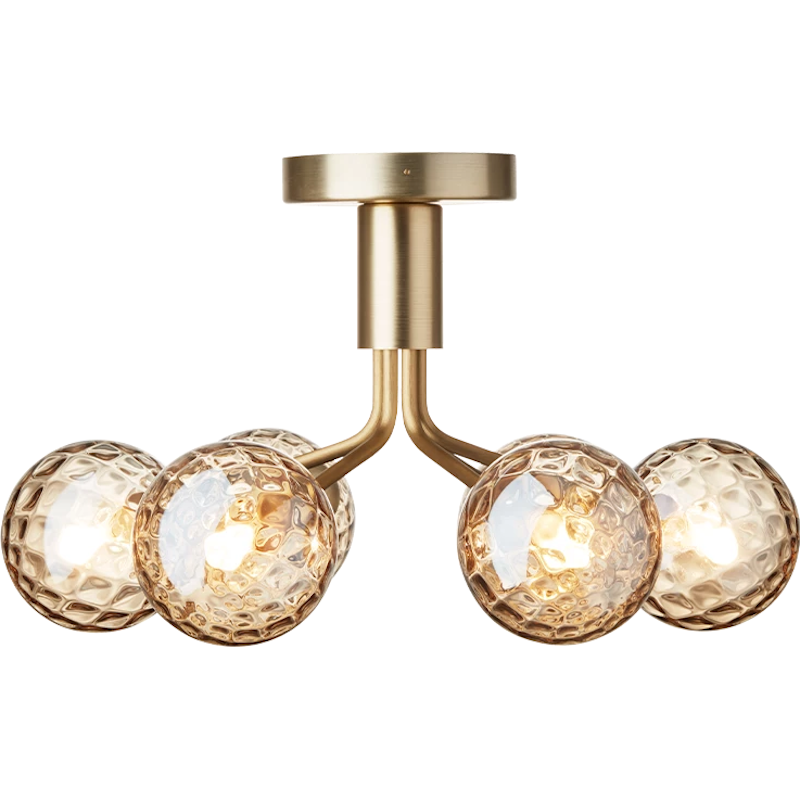 Apiales 6 Flush Ceiling Light, Brass / Gold