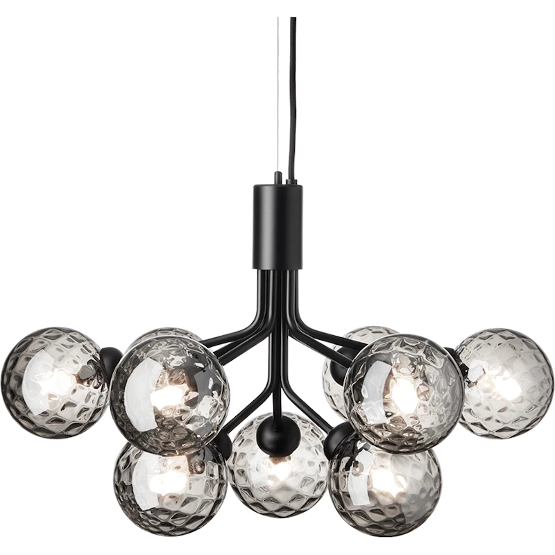 Apiales 9 Chandelier, Satin Black / Smoked