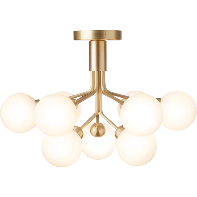 Apiales 9 Flush Ceiling Light, Brass / Opal