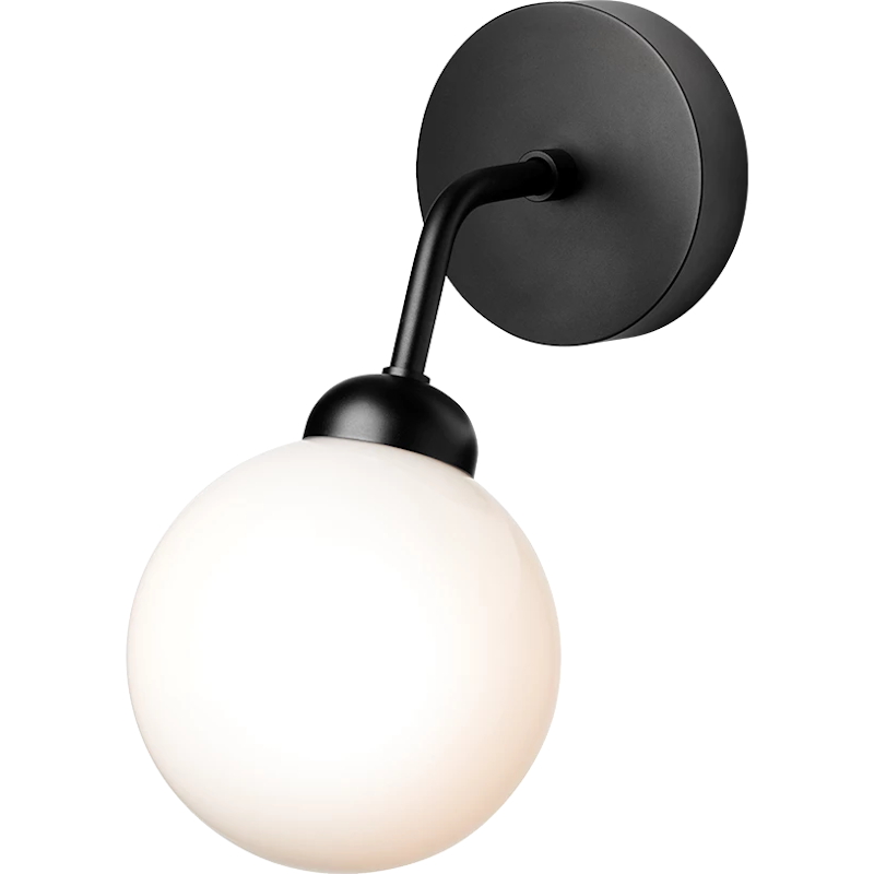 Apiales Wall Lamp, Satin Black / Opal