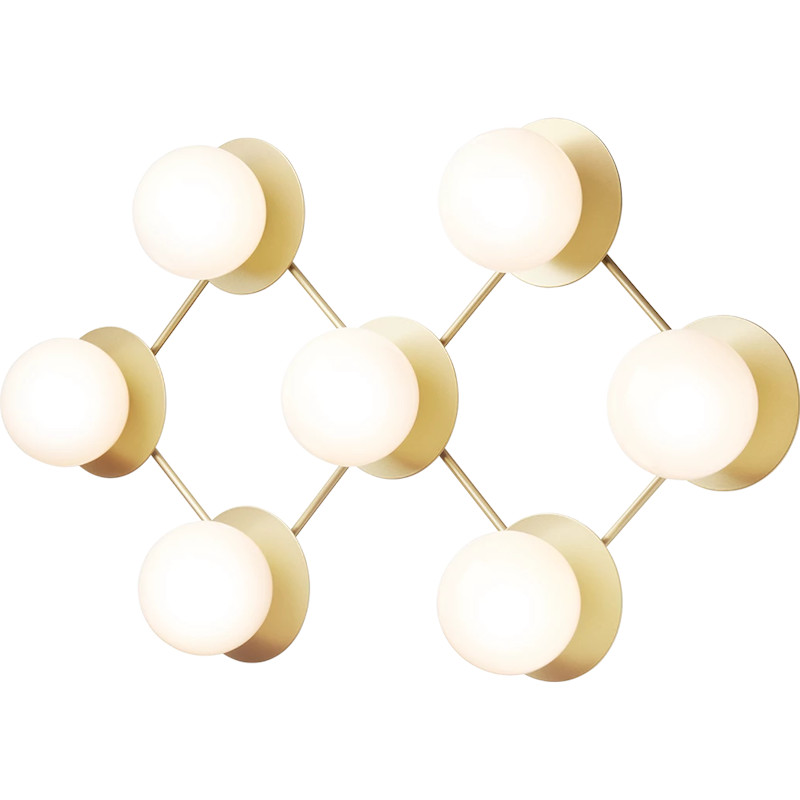 Liila 7 Wall/Ceiling Lamp, Nordic Gold / Opal