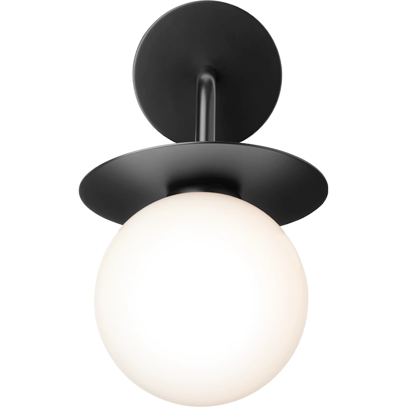 Liila Wall Lamp Outdoor, Black / Opal