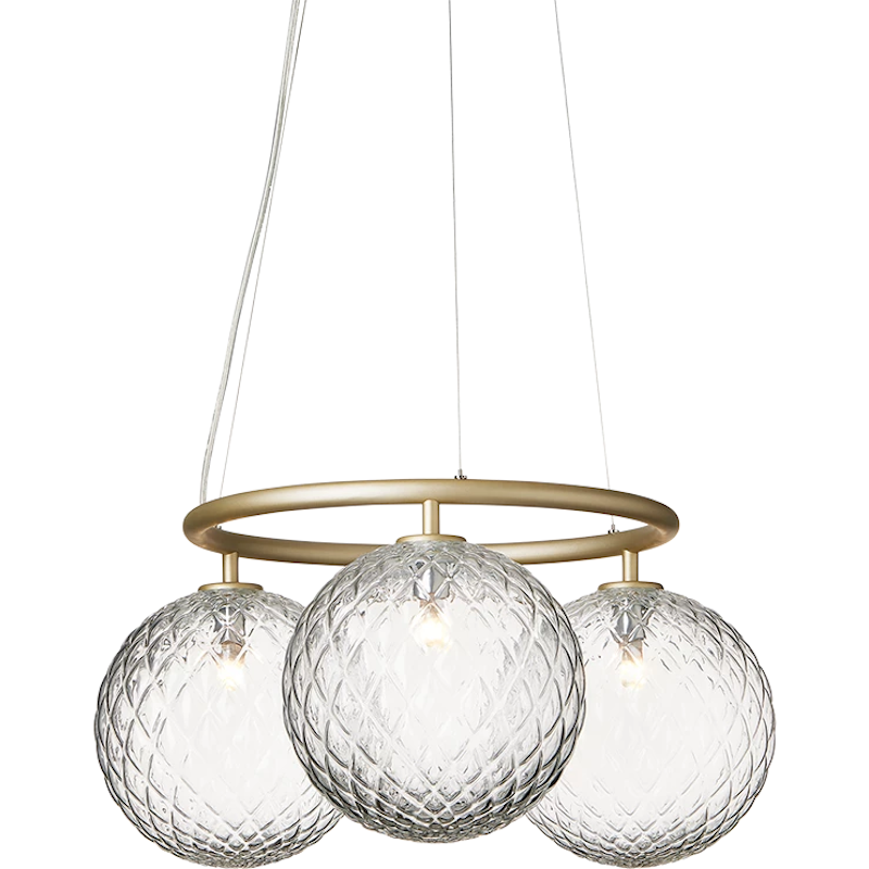 Miira 3 Circular Chandelier, Brass / Clear