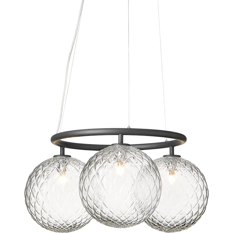 Miira 3 Circular Chandelier, Rock Grey / Clear