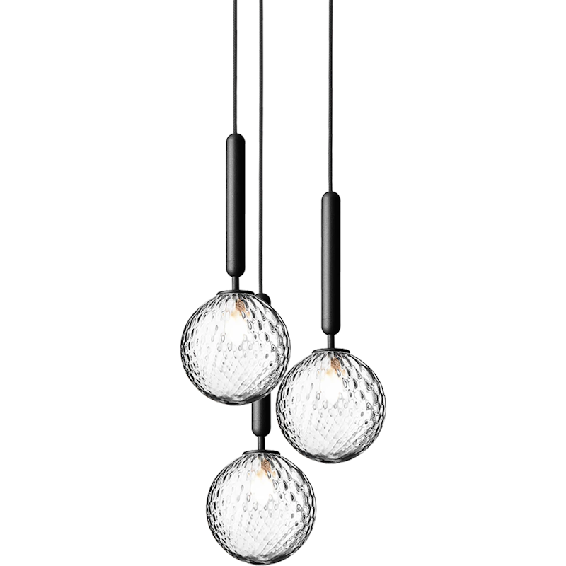 Miira 3 Chandelier 310 mm, Rock Grey / Clear