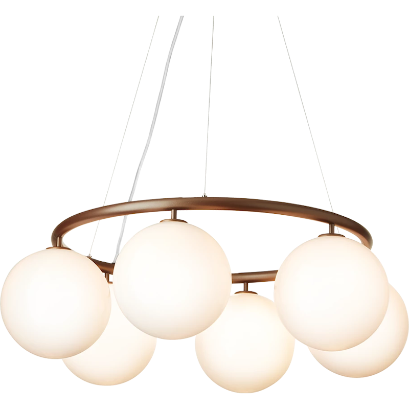 Miira 6 Circular Chandelier, Dark Bronze / Opal