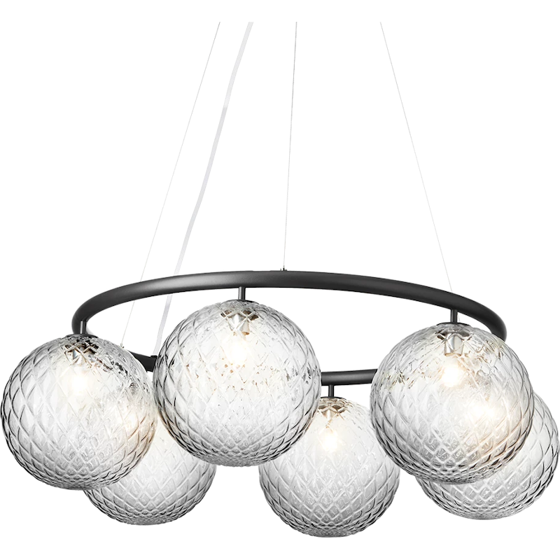 Miira 6 Circular Chandelier, Rock Grey / Clear