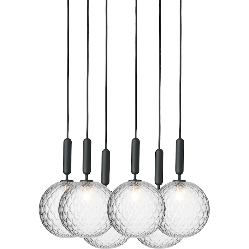 Miira 6 Chandelier 470 mm, Rock Grey / Clear