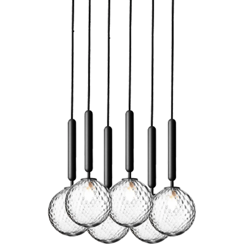 Miira 6 Chandelier 350 mm, Rock Grey / Clear