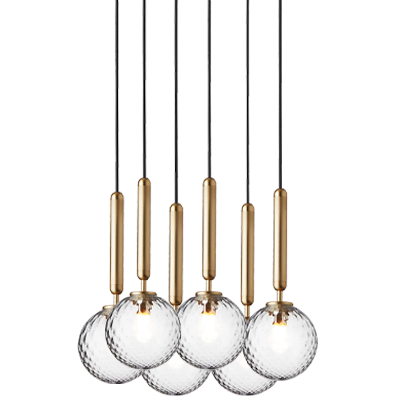 Miira 6 Chandelier 350 mm, Brass / Clear