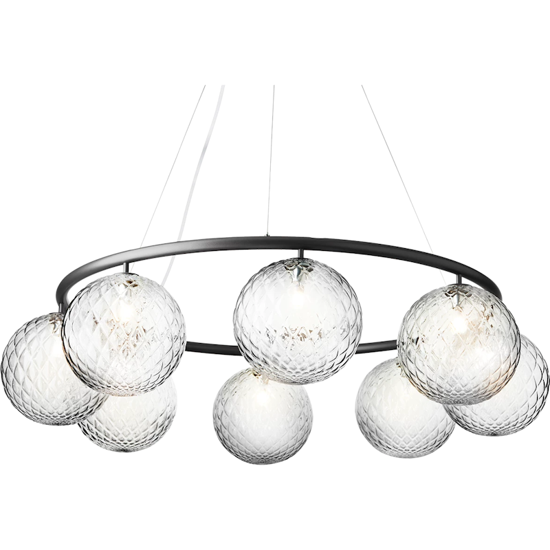 Miira 8 Circular Chandelier, Rock Grey / Clear