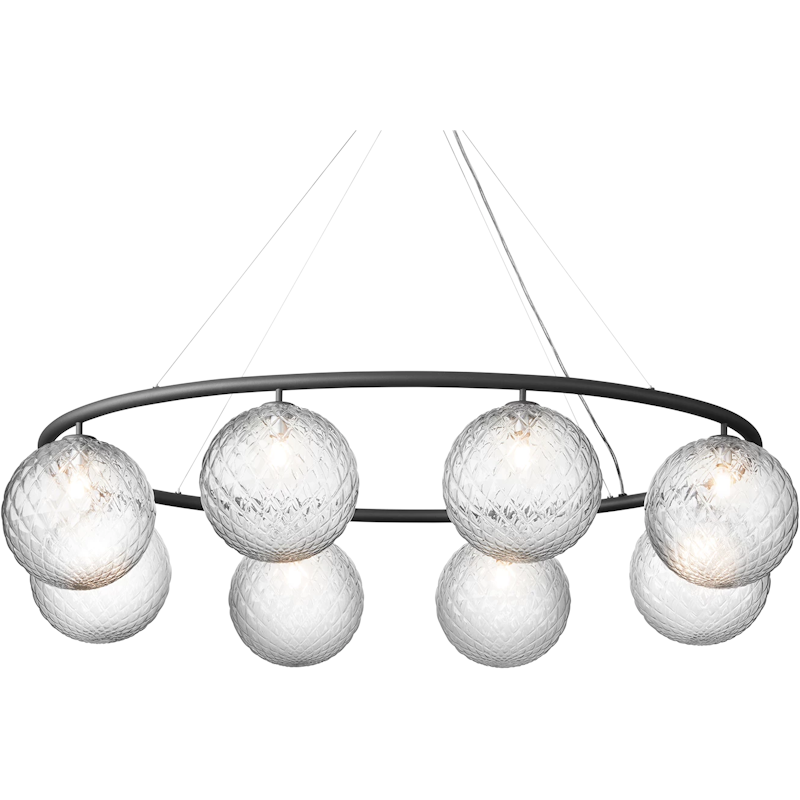 Miira 8 Oval Chandelier, Rock Grey / Clear