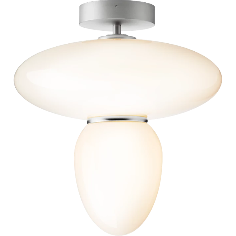 Rizzatto 42 Flush Ceiling Light, Silver / Opal