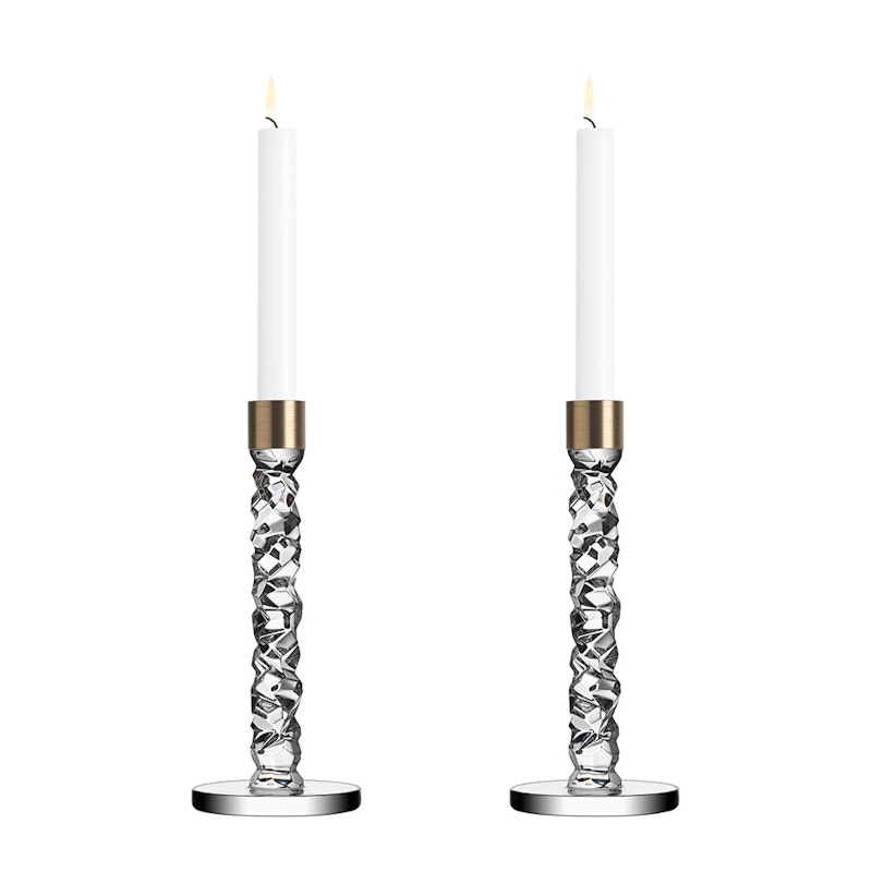 Carat Candle Holder H 24,2 cm, 2-Pack, Brass