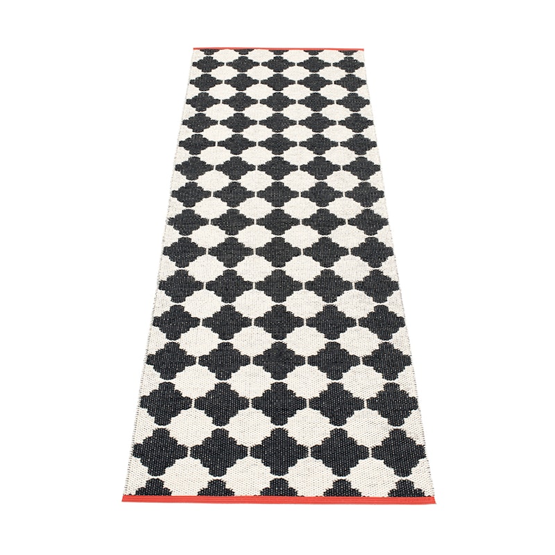 Marre Rug 70x225 cm, Black/Vanilla/Coral