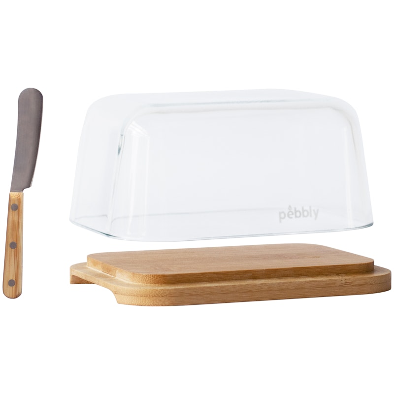 Butter Dish With Butter Knife, Glass / Bamboo