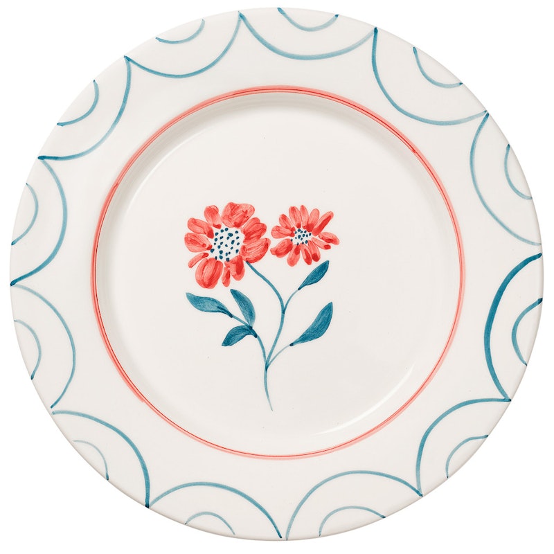 Cottage Flower Plate 28 cm, Teal