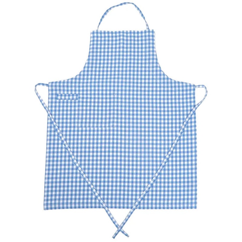 Bella Apron, Light Blue / White