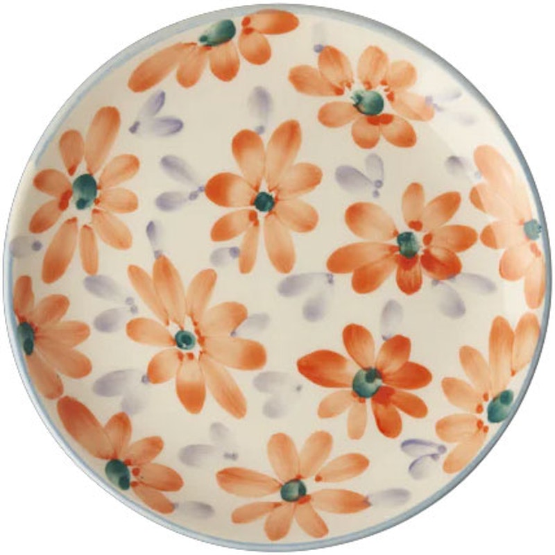 Cake Plate Ceramic 15 cm, Orange Flowers