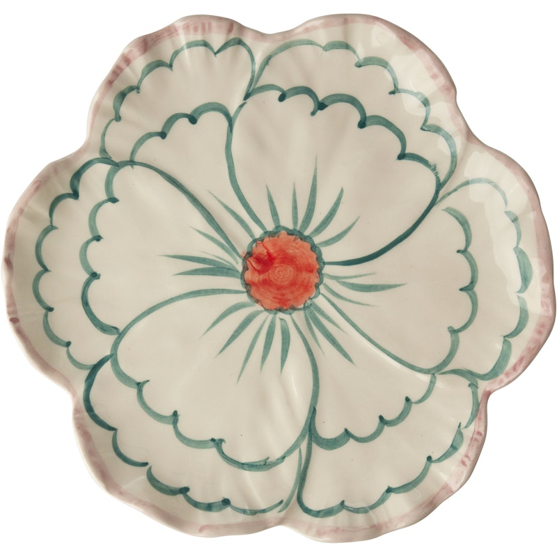 Ceramic Plate Flower Shaped 19,5 cm With Pink Border