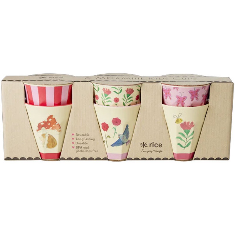 Melamine Cups 6-pack, Pink Happy Forest