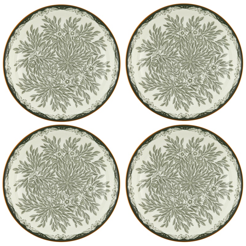 Ostindia Floris Deep Plate 22 cm 4-pack, Green