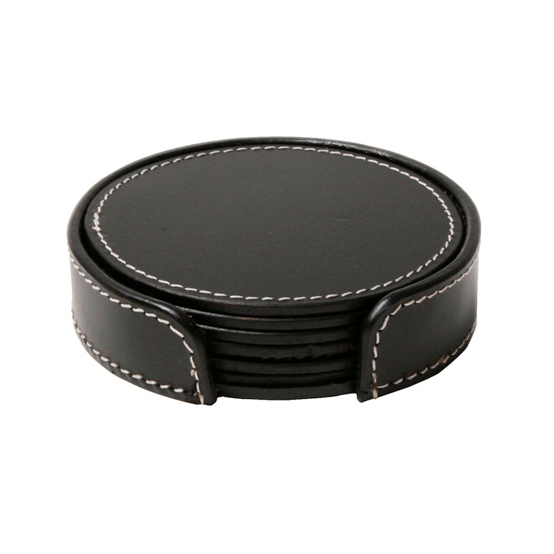 Coasters Round 6 Pcs, Black