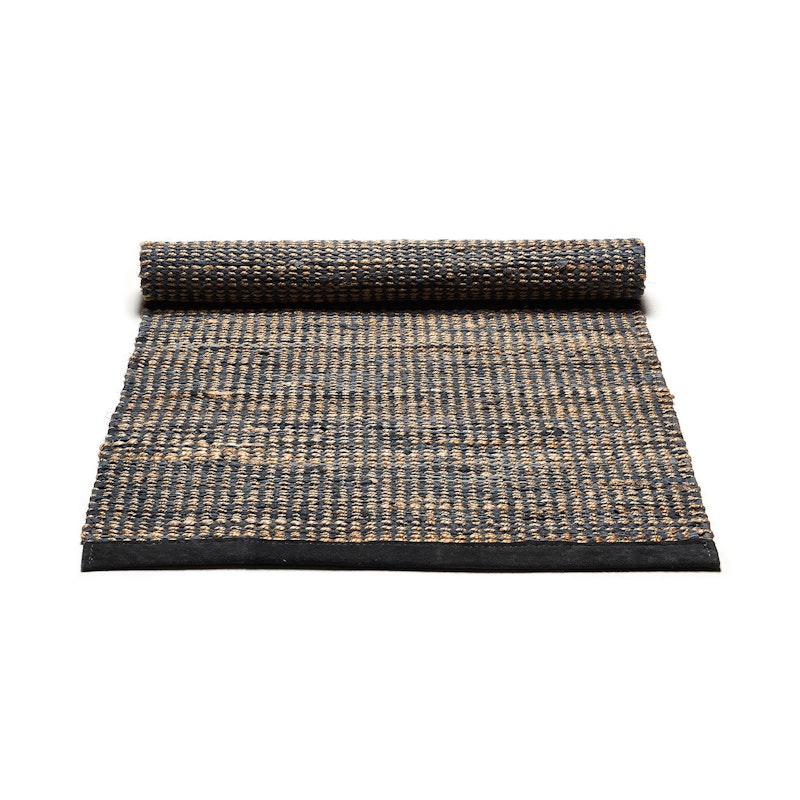 Jute/Leather Rug 75x200, Dark Grey