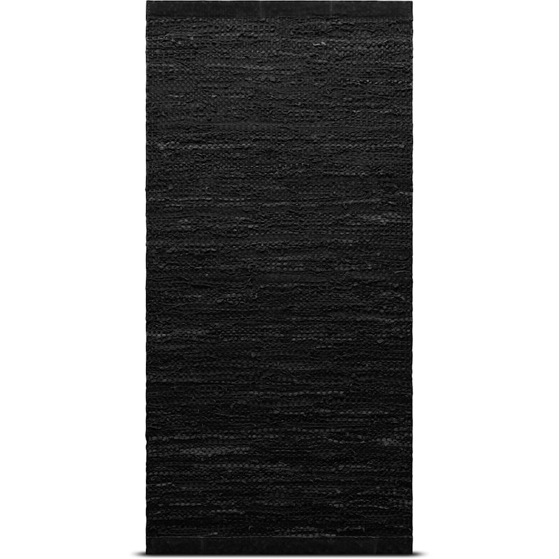 Leather Rug 65x135, Black