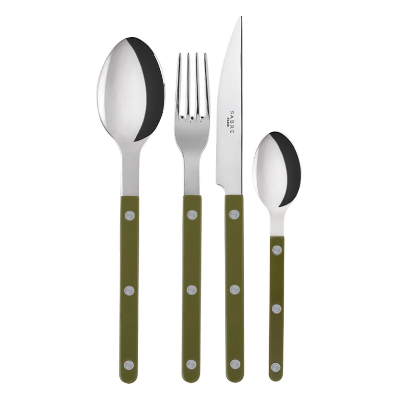 Bistrot Cutlery Set 24 Pieces, Green Fern