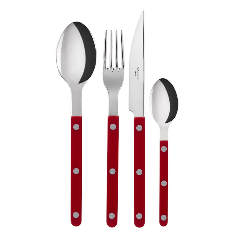 Bistrot Cutlery Set 24 Pieces, Burgundy