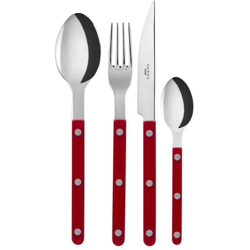 Bistrot Cutlery Set 4 Pieces, Burgundy