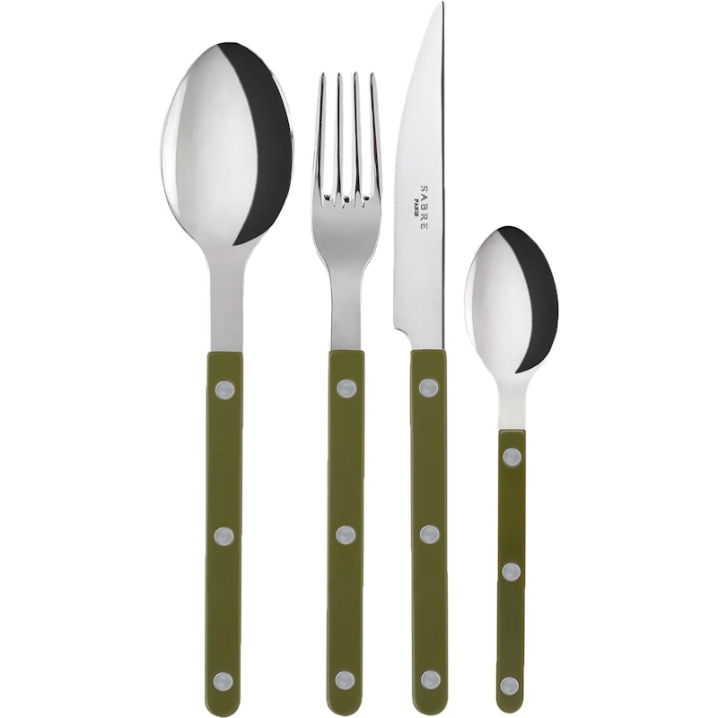 Bistrot Cutlery Set 4 Pieces, Green Fern
